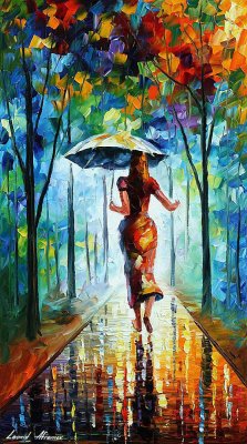 GIRL RUNNING TOWARDS LOVE  PALETTE KNIFE Oil Painting On Canvas By Leonid Afremov