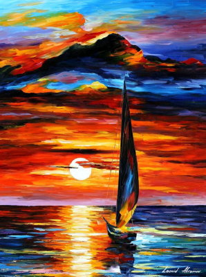 JOURNEY TOWARDS THE SUN  PALETTE KNIFE Oil Painting On Canvas By Leonid Afremov