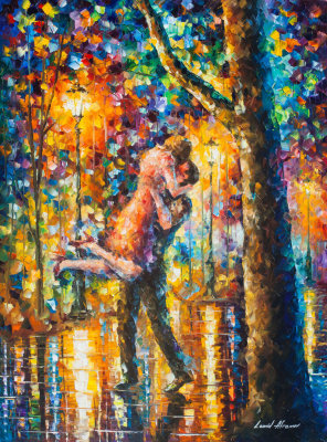 JUMP KISS  PALETTE KNIFE Oil Painting On Canvas By Leonid Afremov