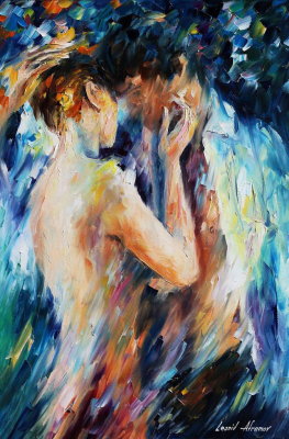 ISS OF PASSION  PALETTE KNIFE Oil Painting On Canvas By Leonid Afremov