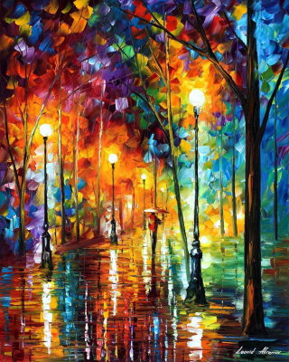 LATE EVENING STROLL  PALETTE KNIFE Oil Painting On Canvas By Leonid Afremov