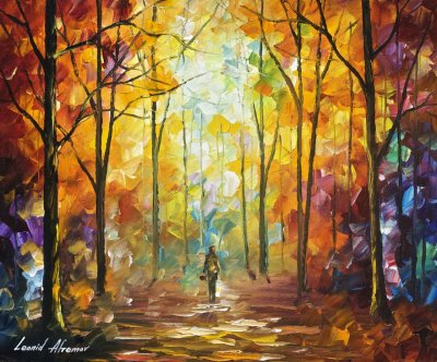 1 hour video lesson of Leonid Afremov painting a Autumn Landscape in download form