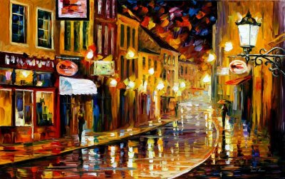 LIGHTS OF THE OLD TOWN  oil painting on canvas