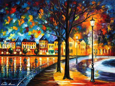LITTLE PARK BY THE RIVER  oil painting on canvas