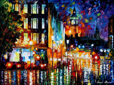 LONDON'S NIGHT LIGHTS  oil painting on canvas
