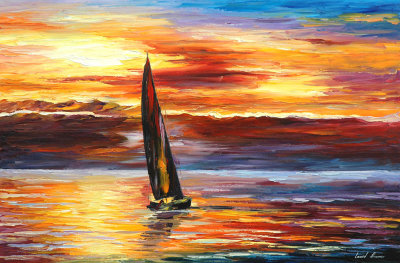 LONELY SAILBOAT  oil painting on canvas