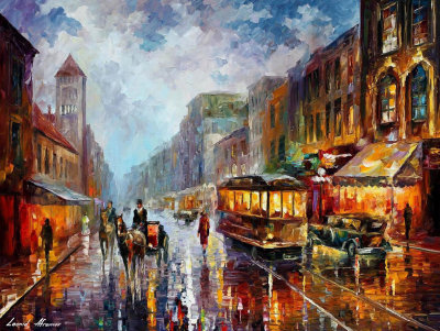Los Angeles 1925  PALETTE KNIFE Oil Painting On Canvas By Leonid Afremov