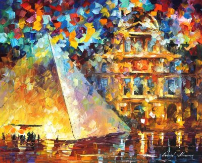 LOUVRE MUSEUM AT NIGHT  oil painting on canvas