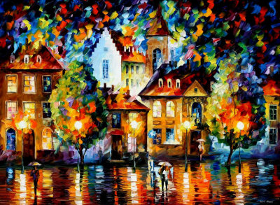 LUXEMBOURG RAINY NIGHT  oil painting on canvas