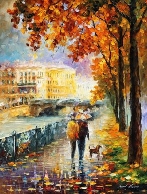 STROLLING WITH MY FRIENDS  Original Oil Painting On Canvas By Leonid Afremov