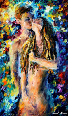 MOMENT OF PASSION  PALETTE KNIFE Oil Painting On Canvas By Leonid Afremov