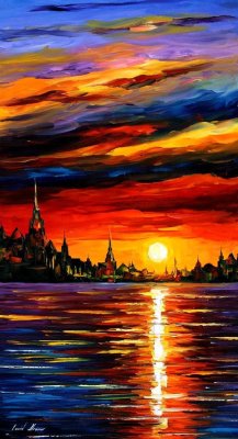 MORNING SKY  PALETTE KNIFE Oil Painting On Canvas By Leonid Afremov