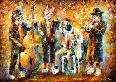 MUSICAL CATS 54x40 (135cm x 100cm)  oil painting on canvas