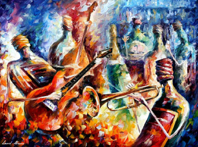 MUSIC BOTTLE  oil painting on canvas