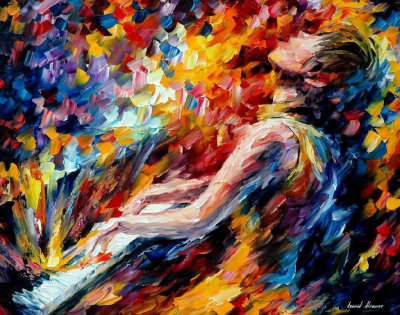 MUSIC FIGHT  PALETTE KNIFE Oil Painting On Canvas By Leonid Afremov