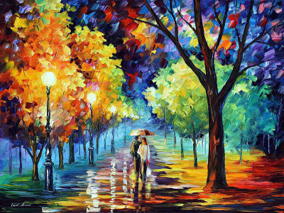 NIGHT ALLEY PARK  oil painting on canvas