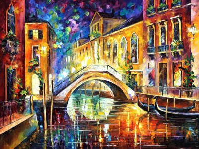 NIGHT IN VENICE  Original Oil Painting On Canvas By Leonid Afremov