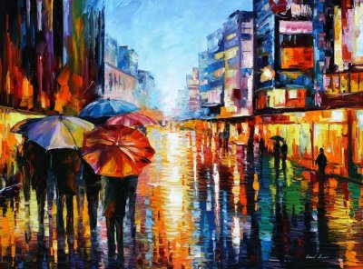 NIGHT UMBRELLAS  oil painting on canvas