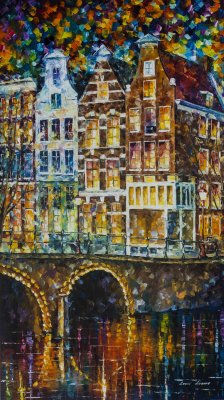 Old Buildings of Amsterdam  oil painting on canvas