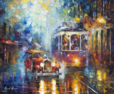 OLD SAN FRANCISCO  PALETTE KNIFE Oil Painting On Canvas By Leonid Afremov