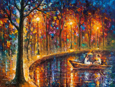 OUR LITTLE BOAT  PALETTE KNIFE Oil Painting On Canvas By Leonid Afremov