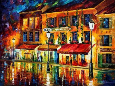 PARIS, MONTMARTRE AT NIGHT  PALETTE KNIFE Oil Painting On Canvas By Leonid Afremov