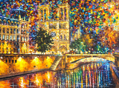 PARIS NOTRE DAME CATHEDRAL  oil painting on canvas