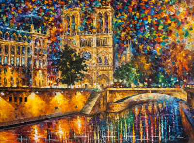 PARIS - NOTRE DAME CATHEDRAL  Original Oil Painting On Canvas By Leonid Afremov