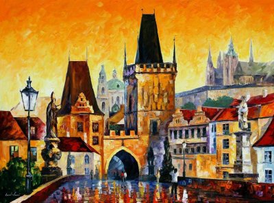 PRAGUE - OLD CITY 48x36 (120cm x 90cm)  oil painting on canvas