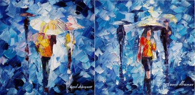 RAIN OF LOVE SET OF 2  PALETTE KNIFE Oil Painting On Canvas By Leonid Afremov