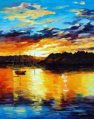 REFLECTIONS OF THE SUNSET  oil painting on canvas