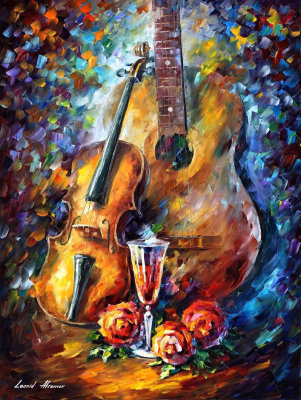 ROMANTIC GUITAR AND VIOLIN  oil painting on canvas