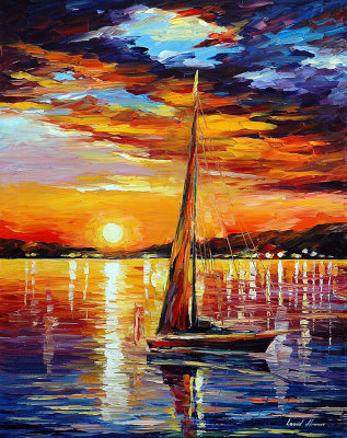 SAIL IN SUNSET  oil painting on canvas