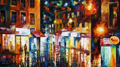 SHOPPING DISTRICT  oil painting on canvas