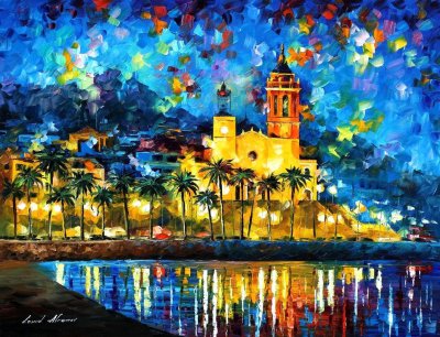 SPAIN, SITGES  PALETTE KNIFE Oil Painting On Canvas By Leonid Afremov