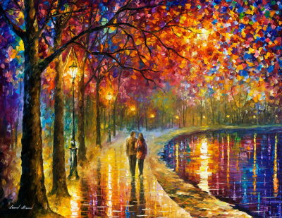 SPIRITS BY THE LAKE  PALETTE KNIFE Oil Painting On Canvas By Leonid Afremov