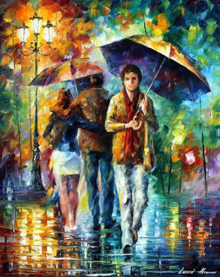 PEOPLE UNDER THE RAIN  oil painting on canvas