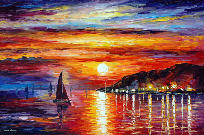 SUNSET IN THE SEA  oil painting on canvas