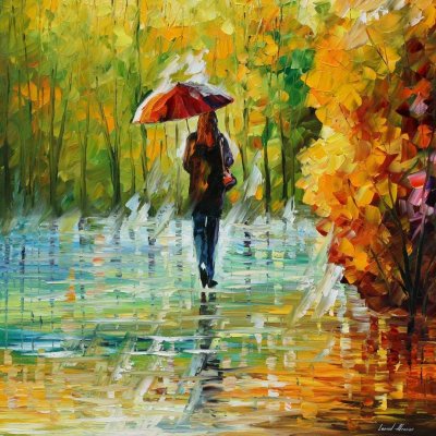 THE BEAUTY OF THE RAIN  PALETTE KNIFE Oil Painting On Canvas By Leonid Afremov