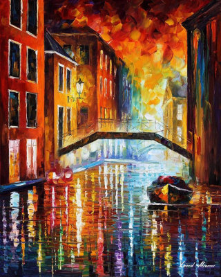 THE CANALS OF VENICE AT NIGHT  oil painting on canvas