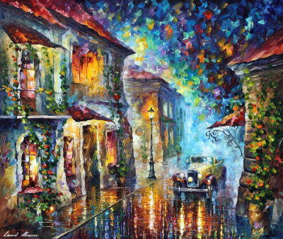 THE STREETS AT NIGHT  oil painting on canvas