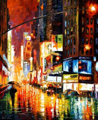 TIMES SQUARE  PALETTE KNIFE Oil Painting On Canvas By Leonid Afremov