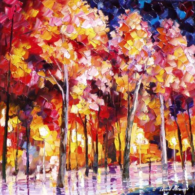 TREES IN PINK  PALETTE KNIFE Oil Painting On Canvas By Leonid Afremov