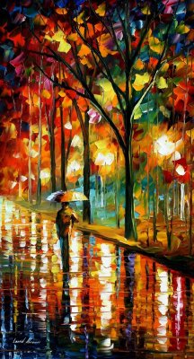 UNDER AN UMBRELLA oil painting on canvas
