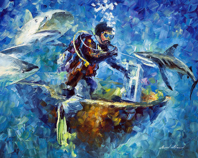 UNDER WATER  oil painting on canvas