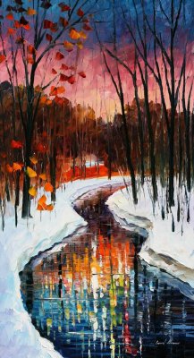 WINTER STREAM  oil painting on canvas