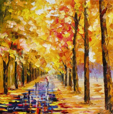 YELLOW IN LOVE  PALETTE KNIFE Oil Painting On Canvas By Leonid Afremov