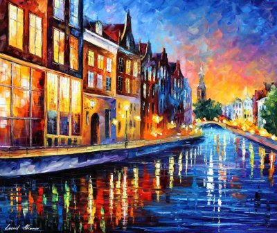 AMSTERDAM - SUNDAY SUMMER NIGHT  oil painting on canvas