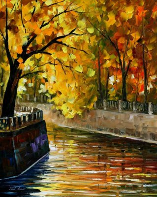 AUTUMN CANAL  oil painting on canva