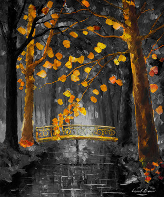 AUTUMN RIVER B&W  oil painting on canvas